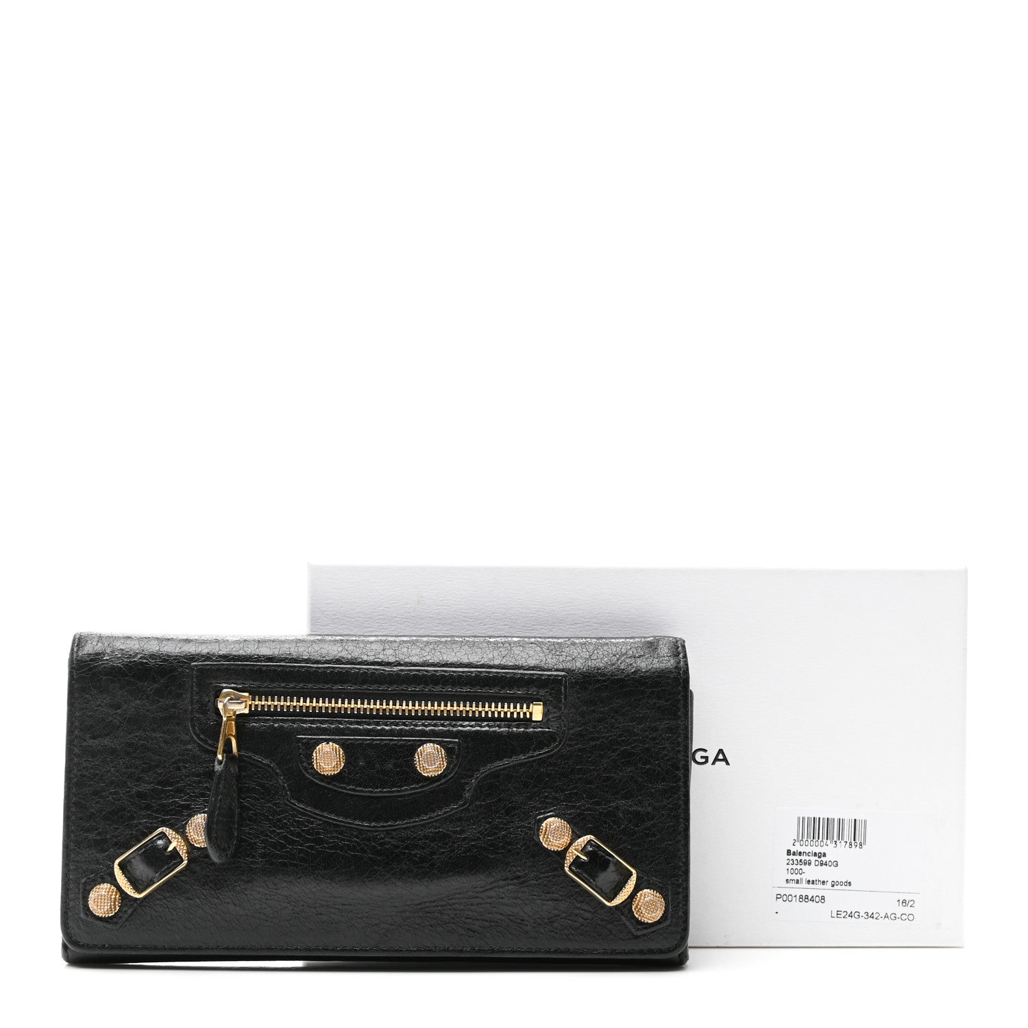 Balenciaga Agneau Giant 12 Gold Hardware Money Wallet Black 8 of 8