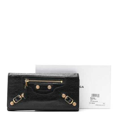 Balenciaga Agneau Giant 12 Gold Hardware Money Wallet Black 8 of 8