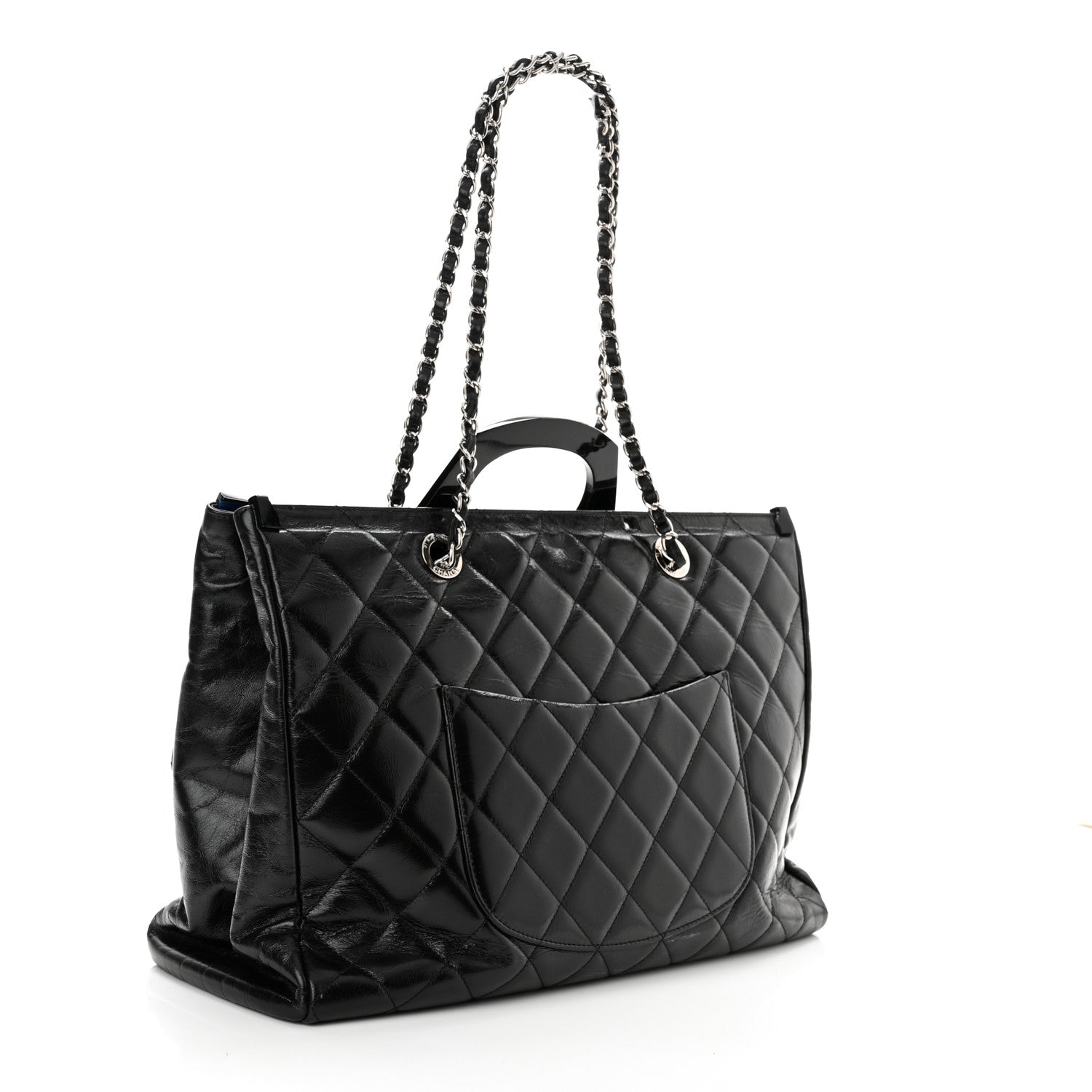 Chanel Glazed Calfskin Quilted Large CC Delivery Tote Black 3 of 14