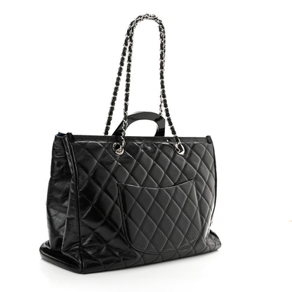 Chanel Glazed Calfskin Quilted Large CC Delivery Tote Black 3 of 14