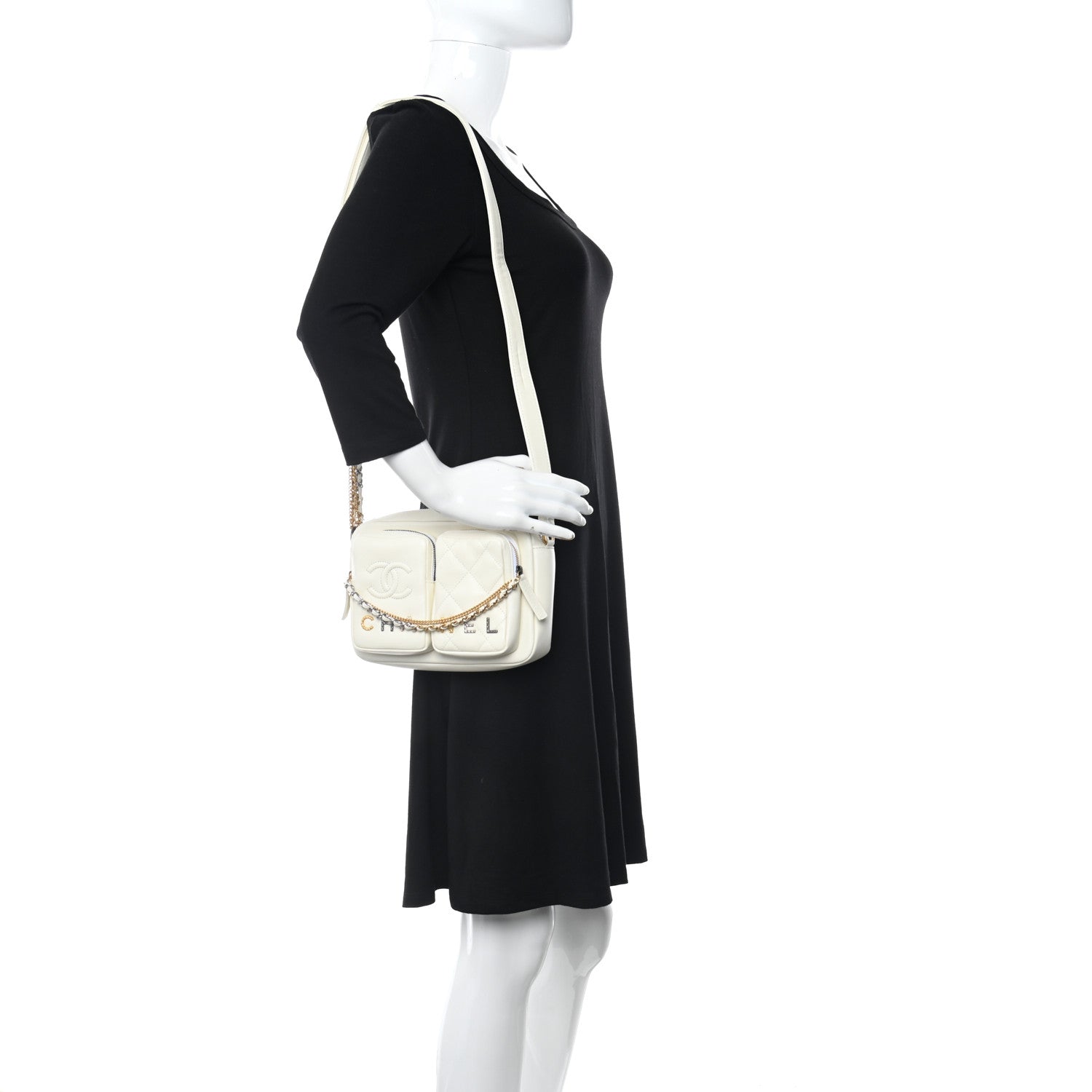 Chanel Calfskin Quilted Small Camera Case White 2 of 11