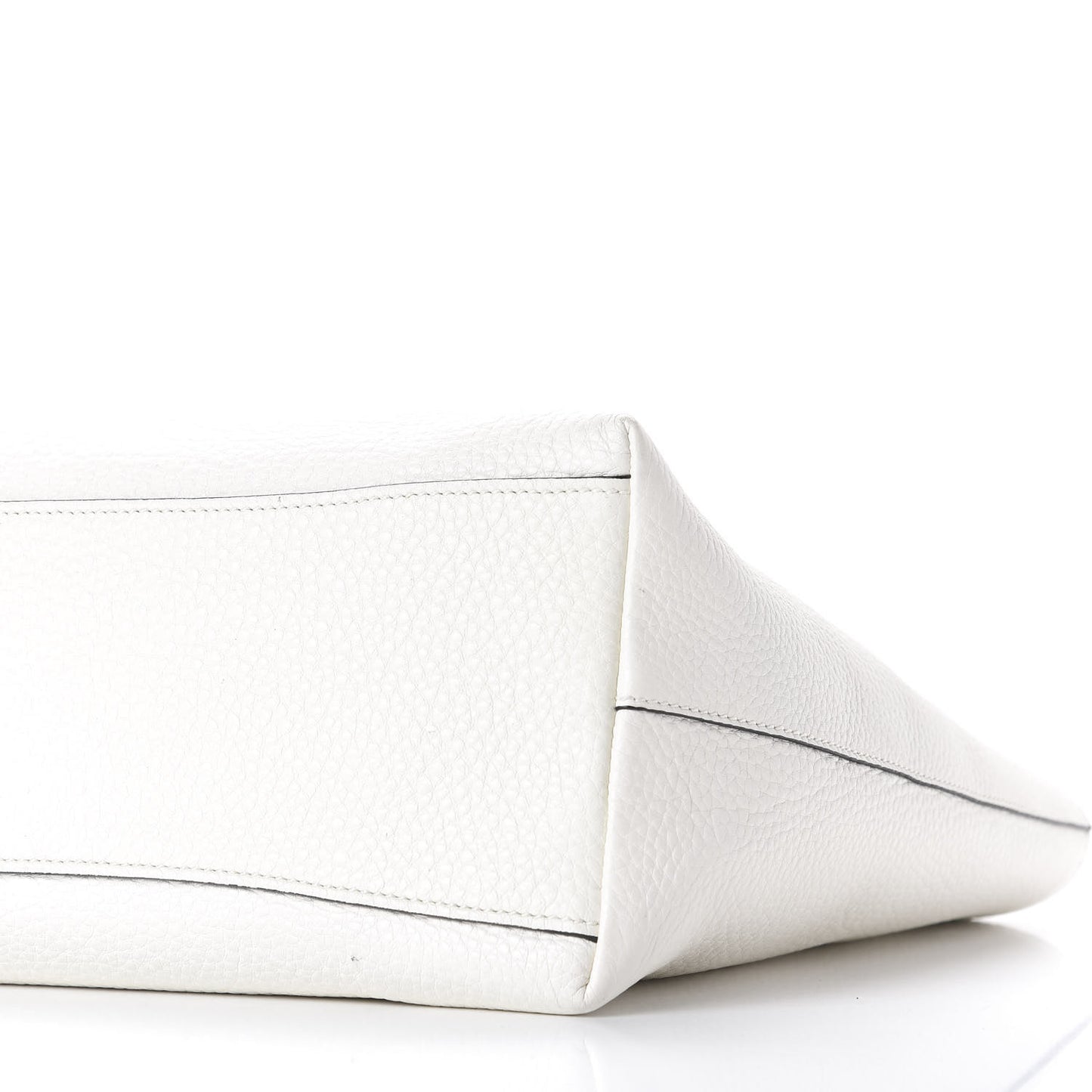 Vitello Daino Embossed Logo Tote White