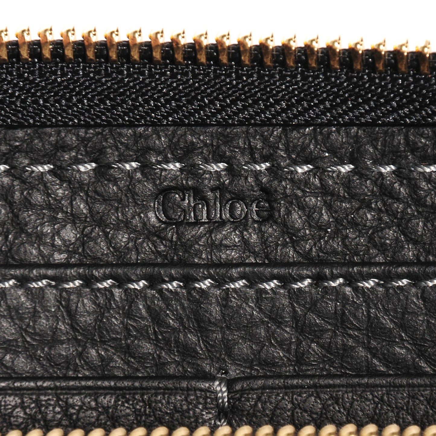 Grained Calfskin Marcie Long Zip Around Wallet Black
