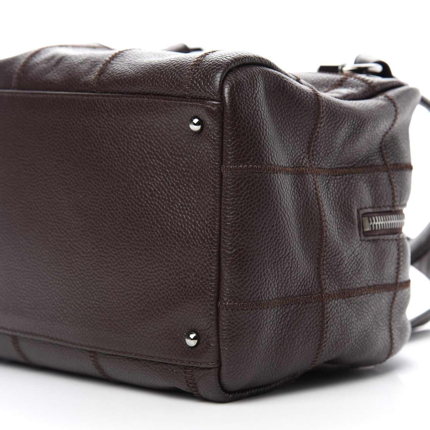 Caviar Square Stitched Bowler Dark Brown