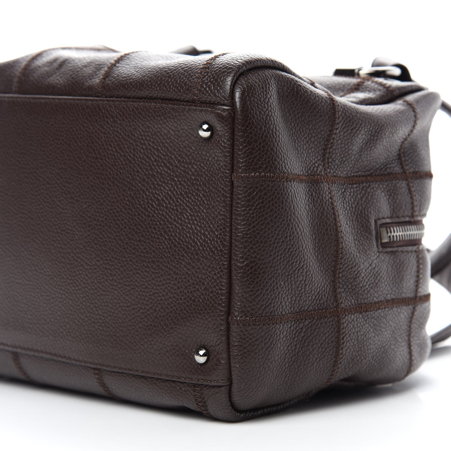 Chanel Caviar Square Stitched Bowler Dark Brown 10 of 11