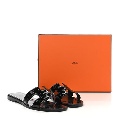 Hermes Ostrich Oran Sandals 38.5 Black 10 of 10