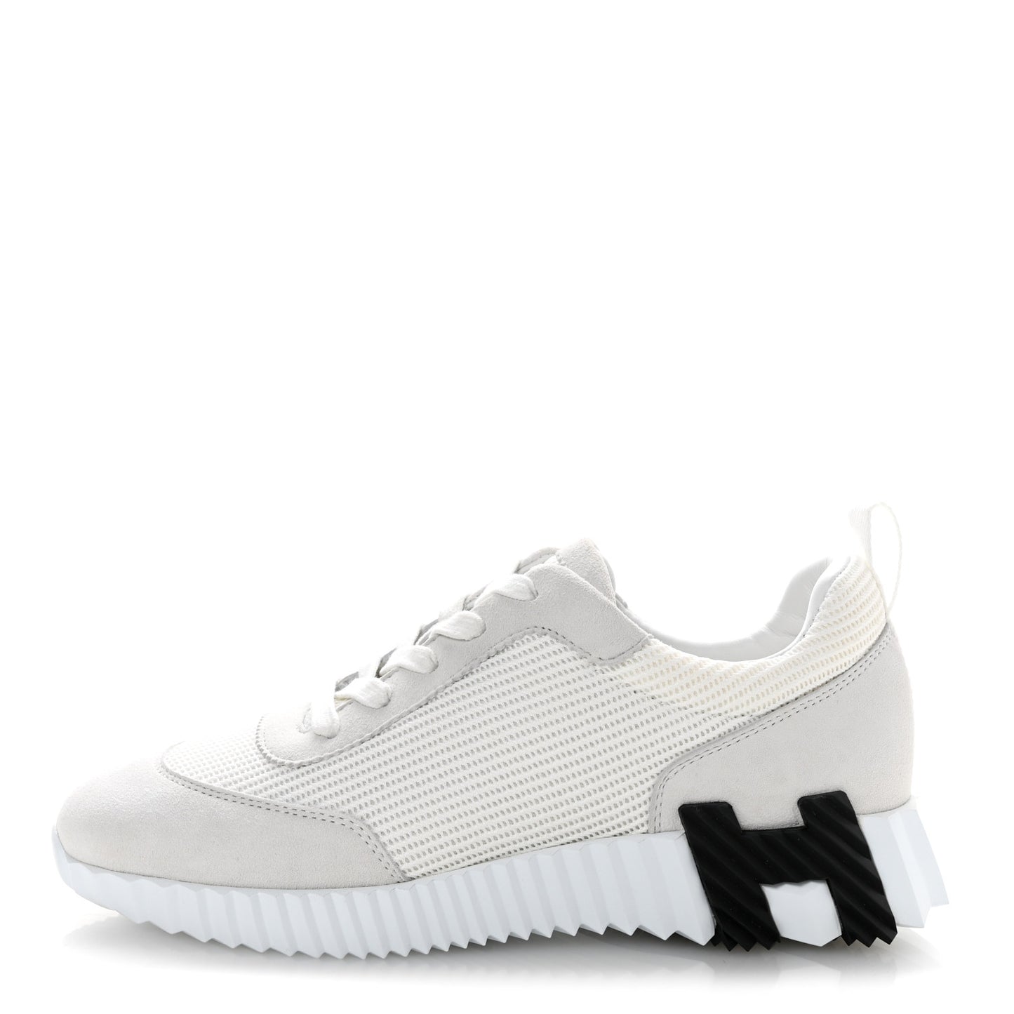 Technical Mesh Suede Goatskin Bouncing Sneakers 37 White