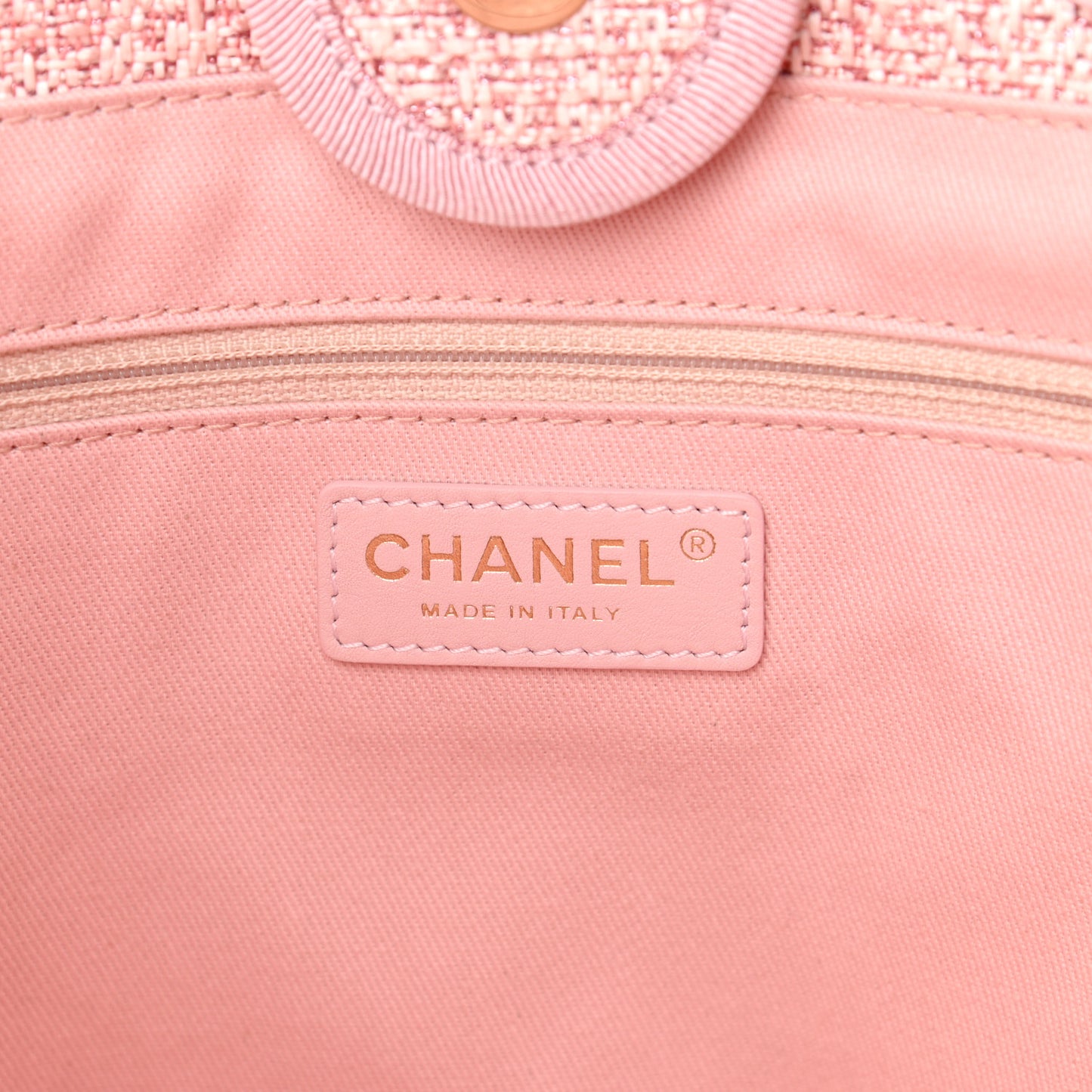 Lurex Boucle Small Deauville Tote Pink