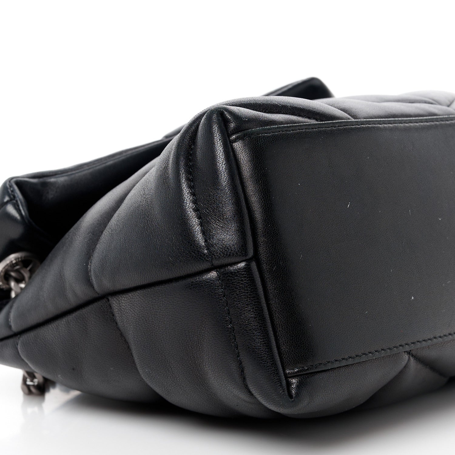 Saint Laurent Lambskin Quilted Small Loulou Puffer Monogram Chain Satchel Black 8 of 15