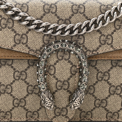Gucci GG Supreme Monogram Suede Crystal Small Dionysus Shoulder Bag Beige Ebony Taupe 8 of 10