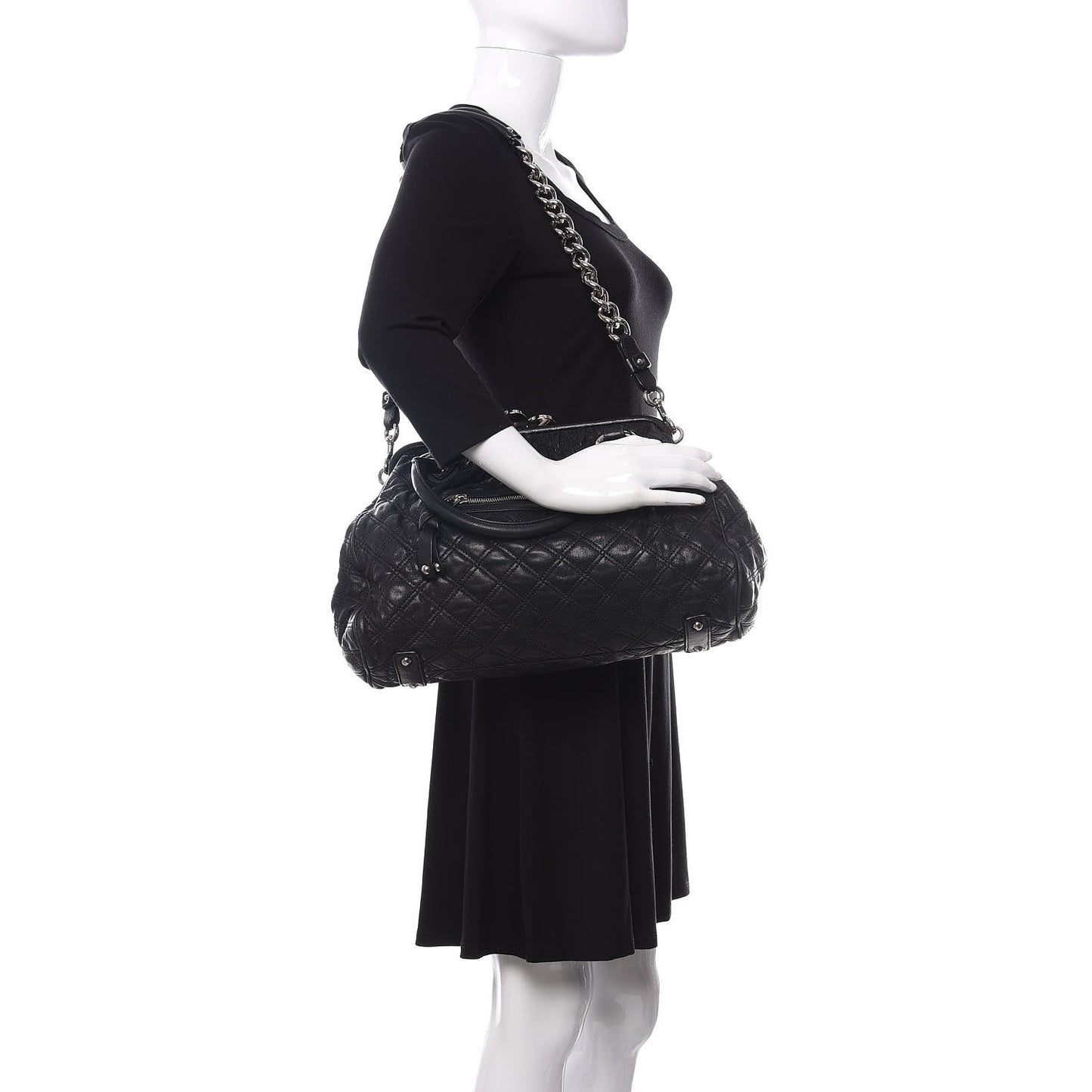 Calfskin Quilted Stam Black