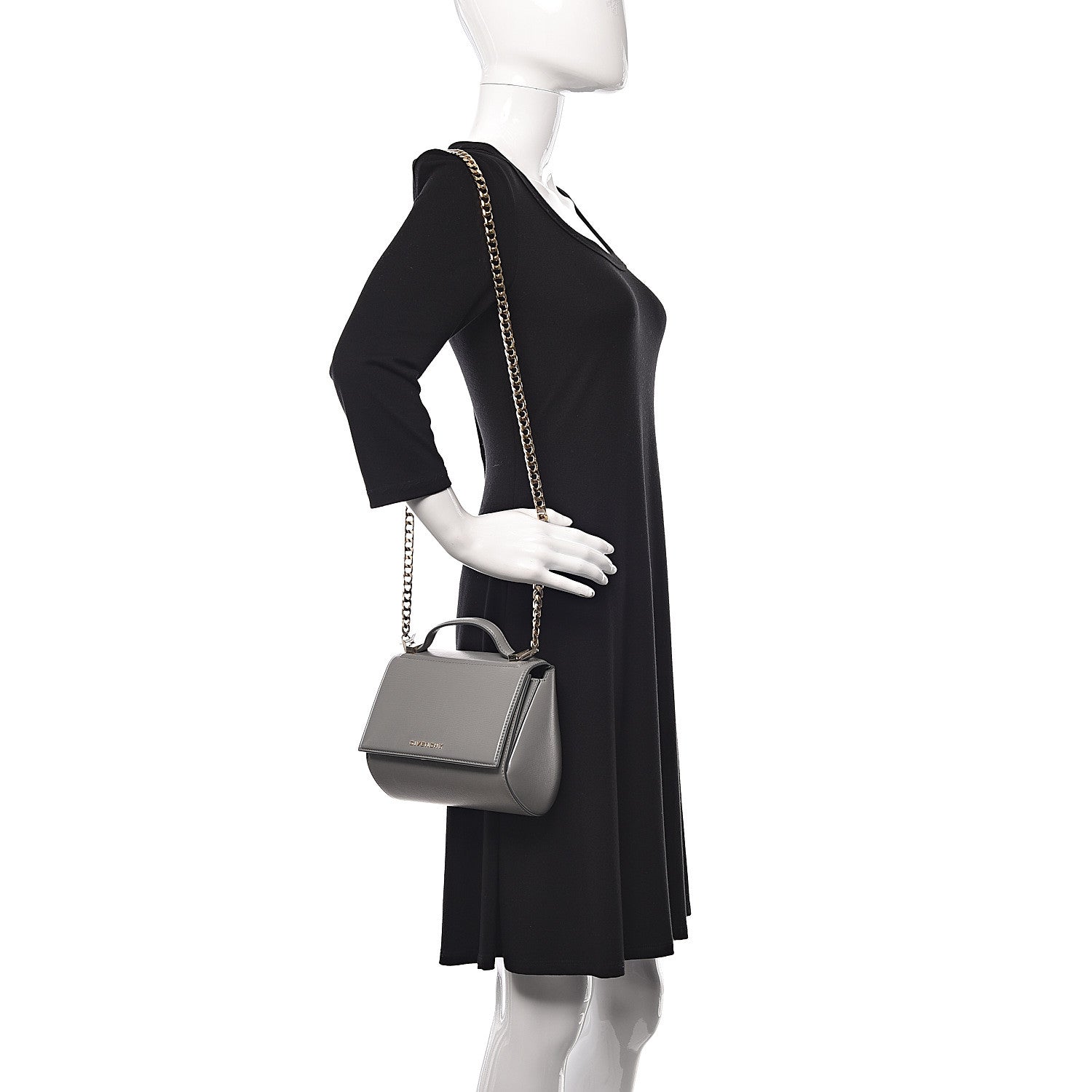 Givenchy Textured Calfskin Mini Pandora Box Chain Crossbody Bag Grey 2 of 10
