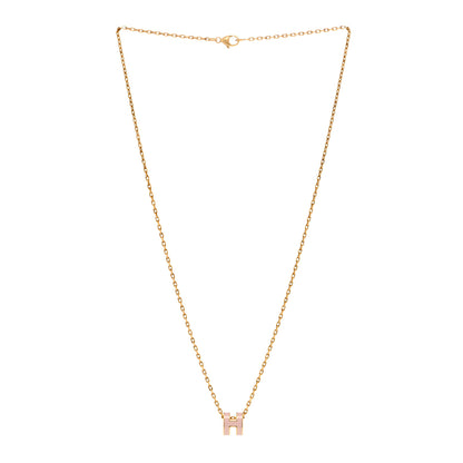 Hermes Lacquered Gold Mini Pop H Pendant Necklace Rose Dragee 3 of 7