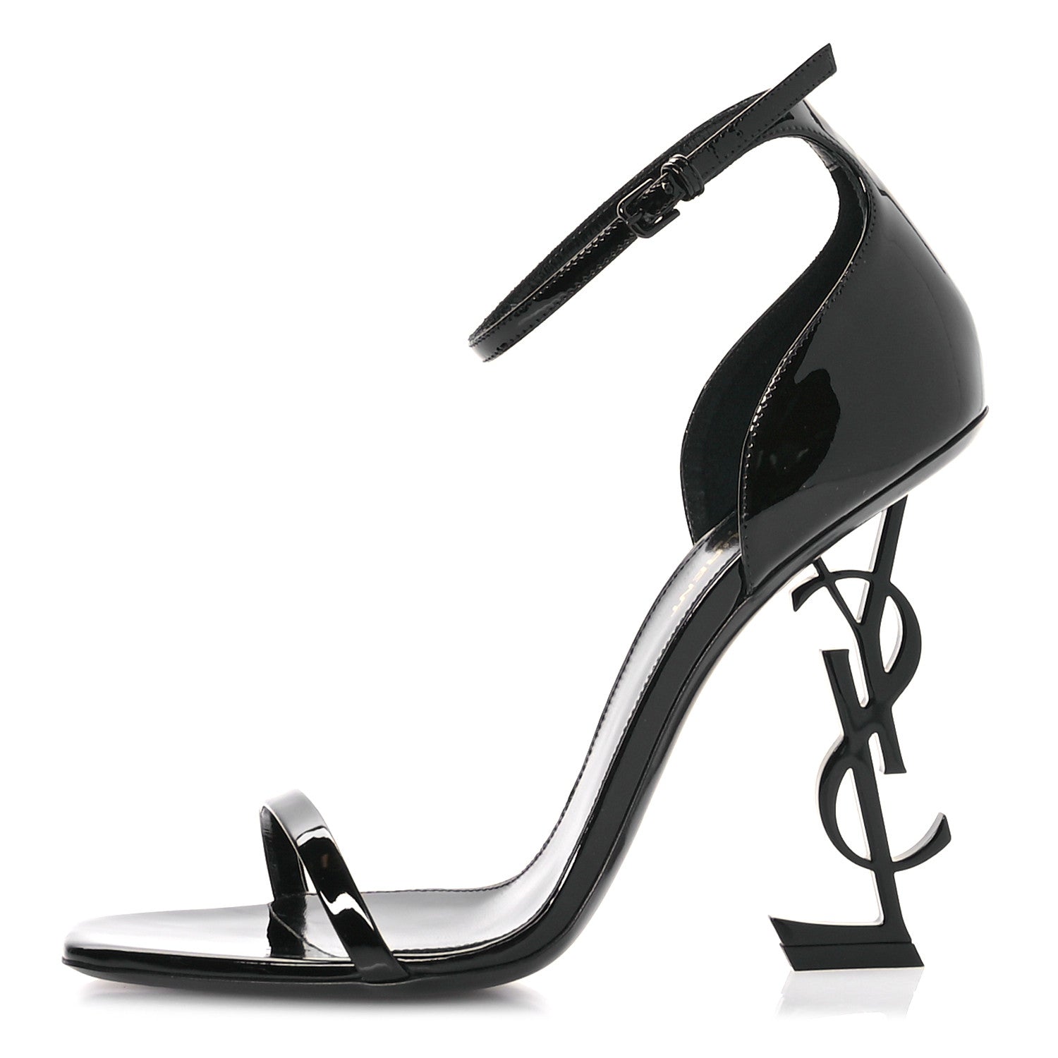 Saint Laurent Patent Calfskin Opyum 110 Sandals 39.5 Black Gold 1 of 9