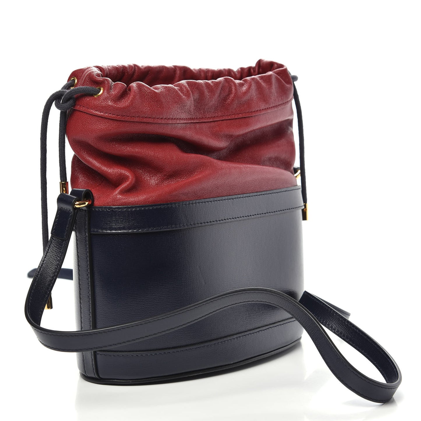 Azalea Sakai Be Green Calfskin Horsebit 1955 Drawstring Bucket Bag Blue New Cherry Red