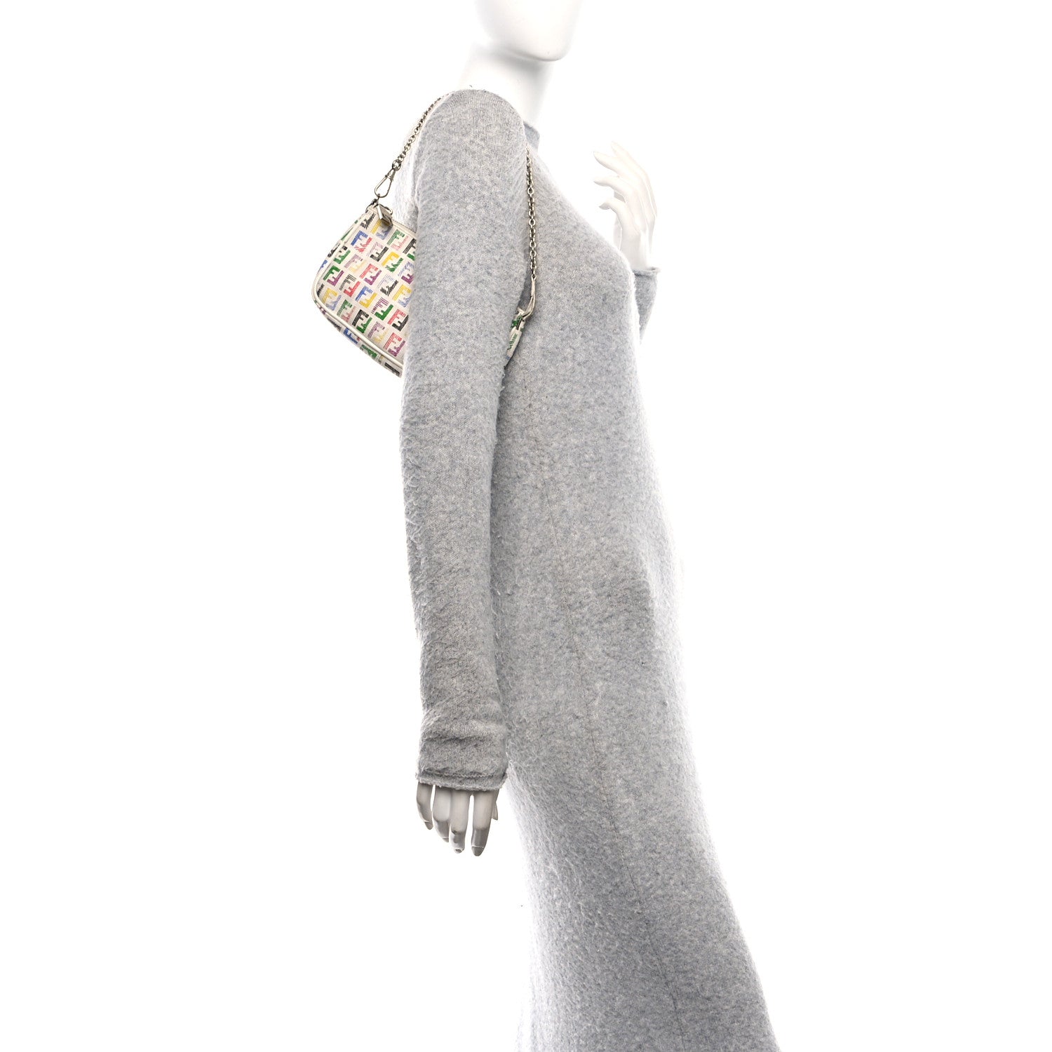 Fendi Zucchino Spalmati FF Multicolor Pochette White Multicolor 2 of 10