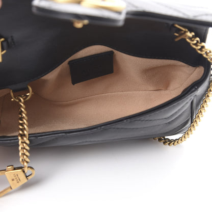 Gucci Calfskin Matelasse Super Mini GG Marmont Shoulder Bag Black 4 of 11
