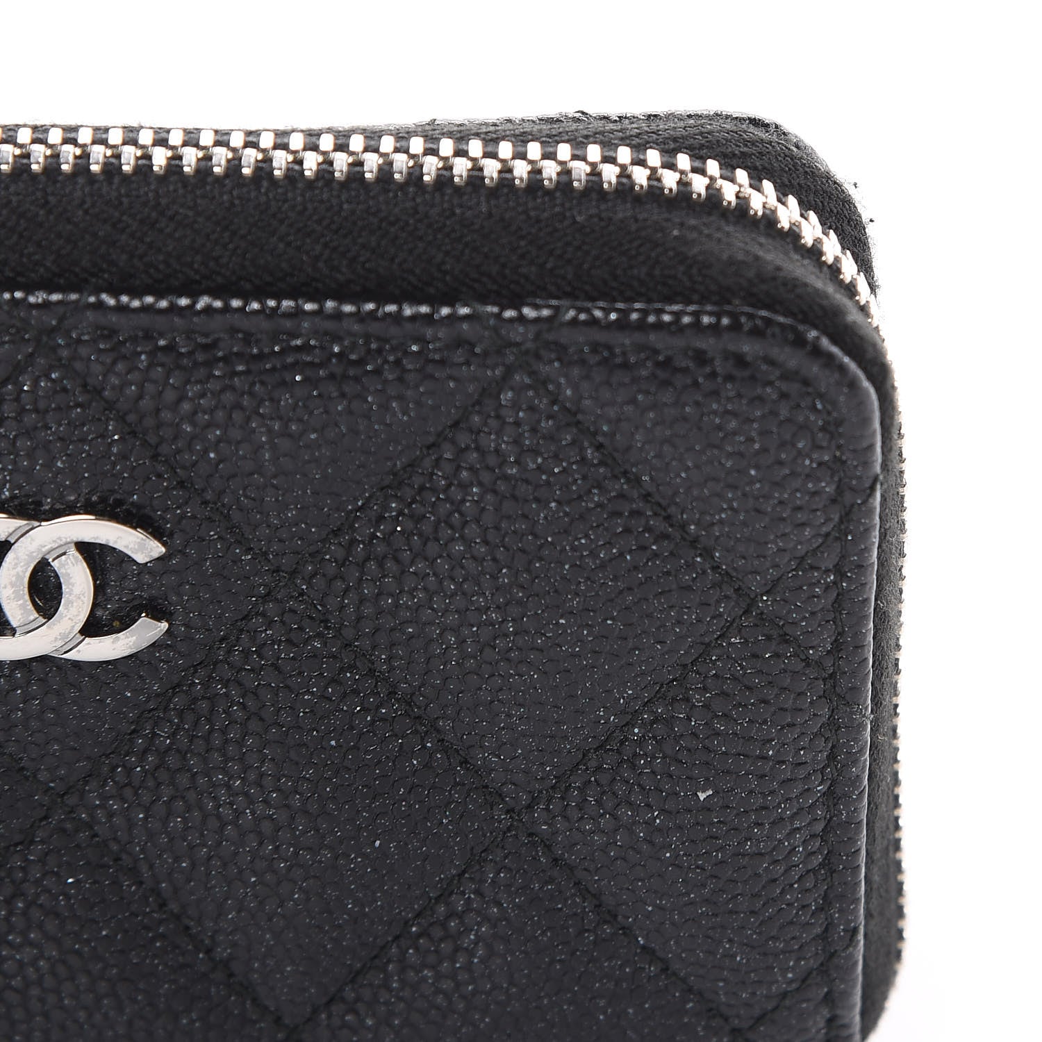 Chanel Metallic Caviar Quilted Zip Coin Purse Black 9 of 9
