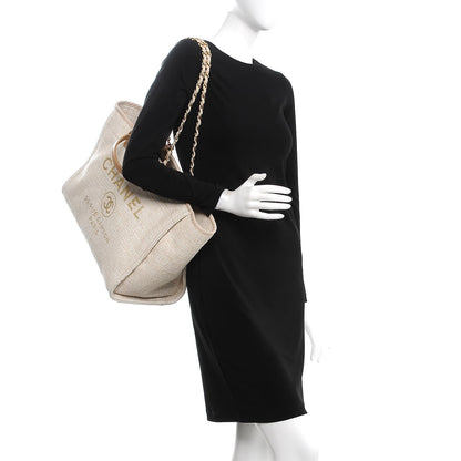 Chanel Canvas Large Deauville Tote Light Beige 2 of 9