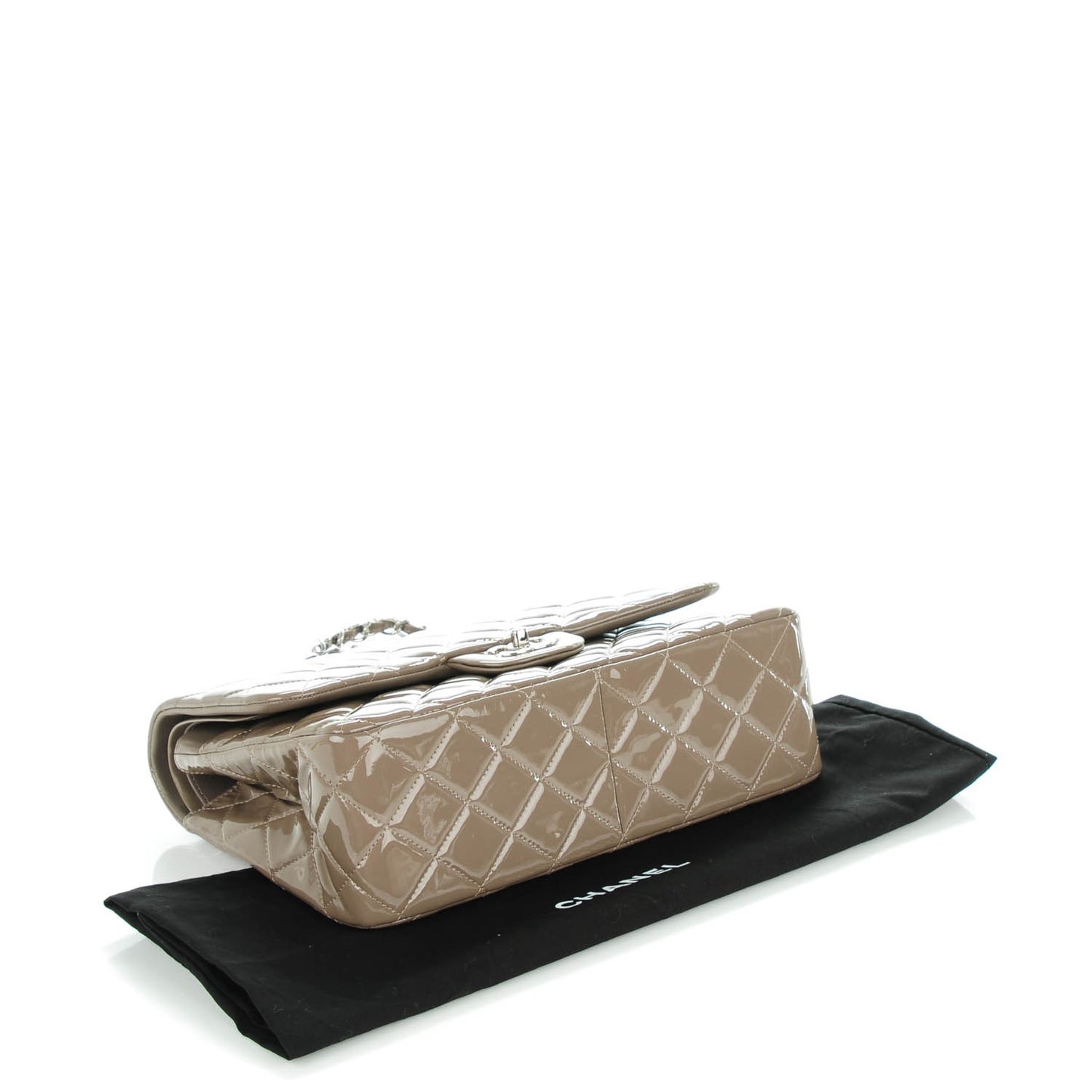 Patent Quilted Jumbo Double Flap Grey