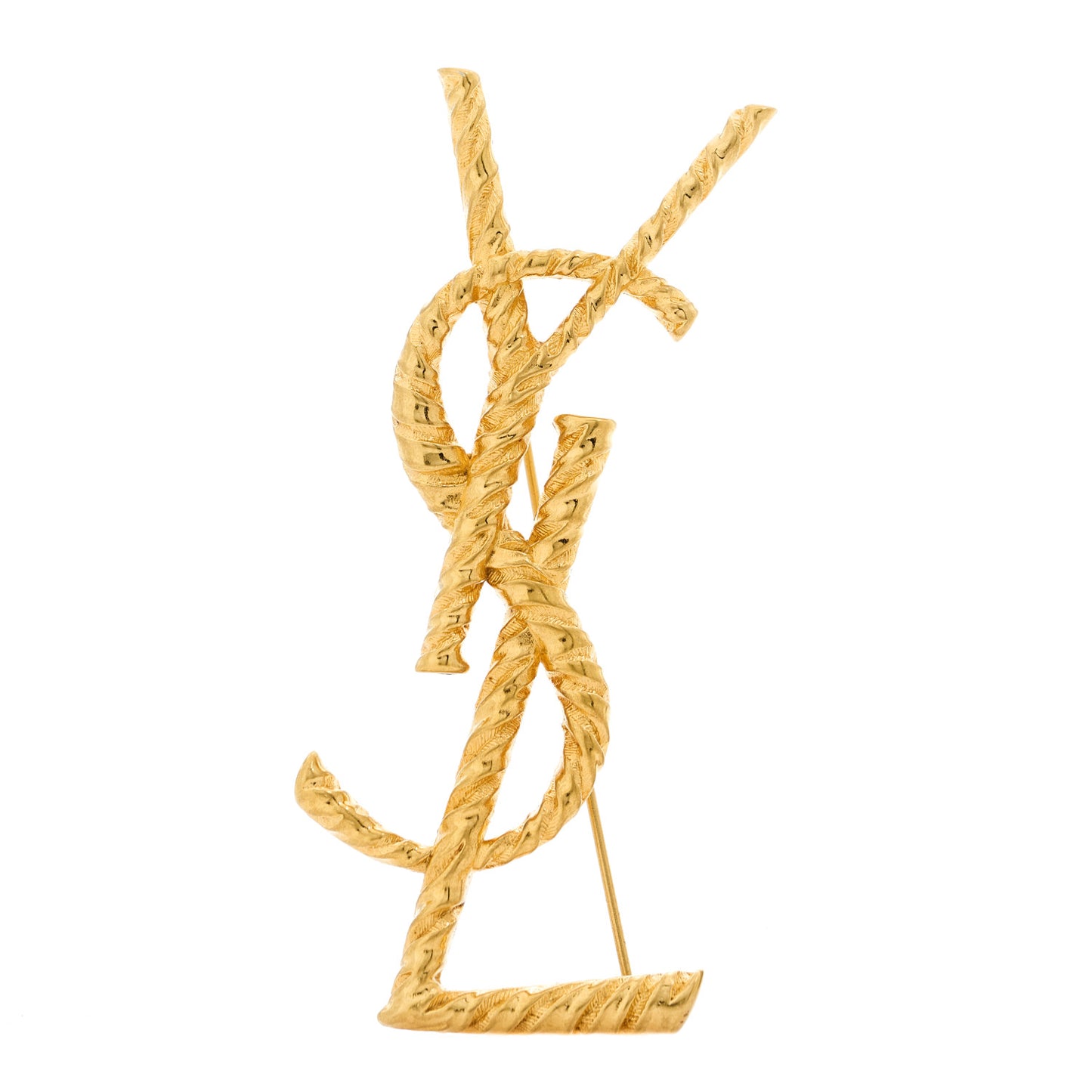 Brass Cassandre Opyum YSL Twisted Brooch Gold