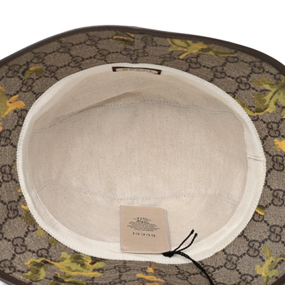 Gucci GG Supreme Monogram Azalea Calfskin Dusty Carnation Retro Interlocking G Bucket Hat Beige Ebony Multicolor 7 of 12