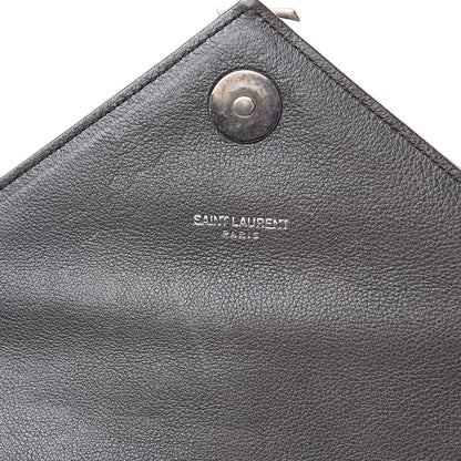 Saint Laurent Sheepskin Matelasse Chevron Monogram Medium College Bag Light Coal 7 of 13