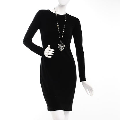 Chanel Crystal Baguette Pearl CC Necklace Black Silver 2 of 5