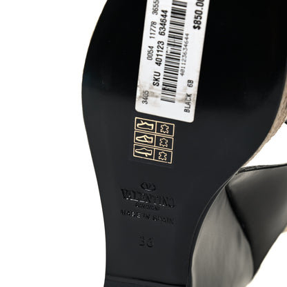 Valentino Garavani Calfskin Rockstud Ankle Strap Espadrille 20/110mm Wedge Sandals 36 Black 5 of 5