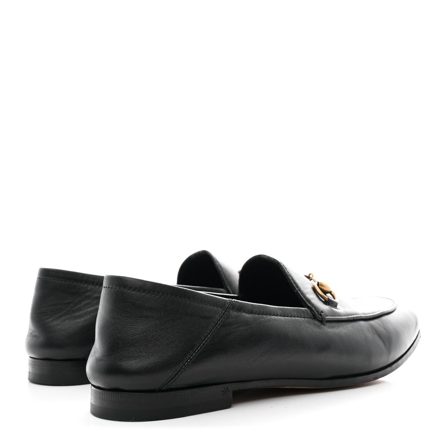 Gucci Lambskin Womens Brixton Horsebit Loafers 37.5 Black 5 of 9