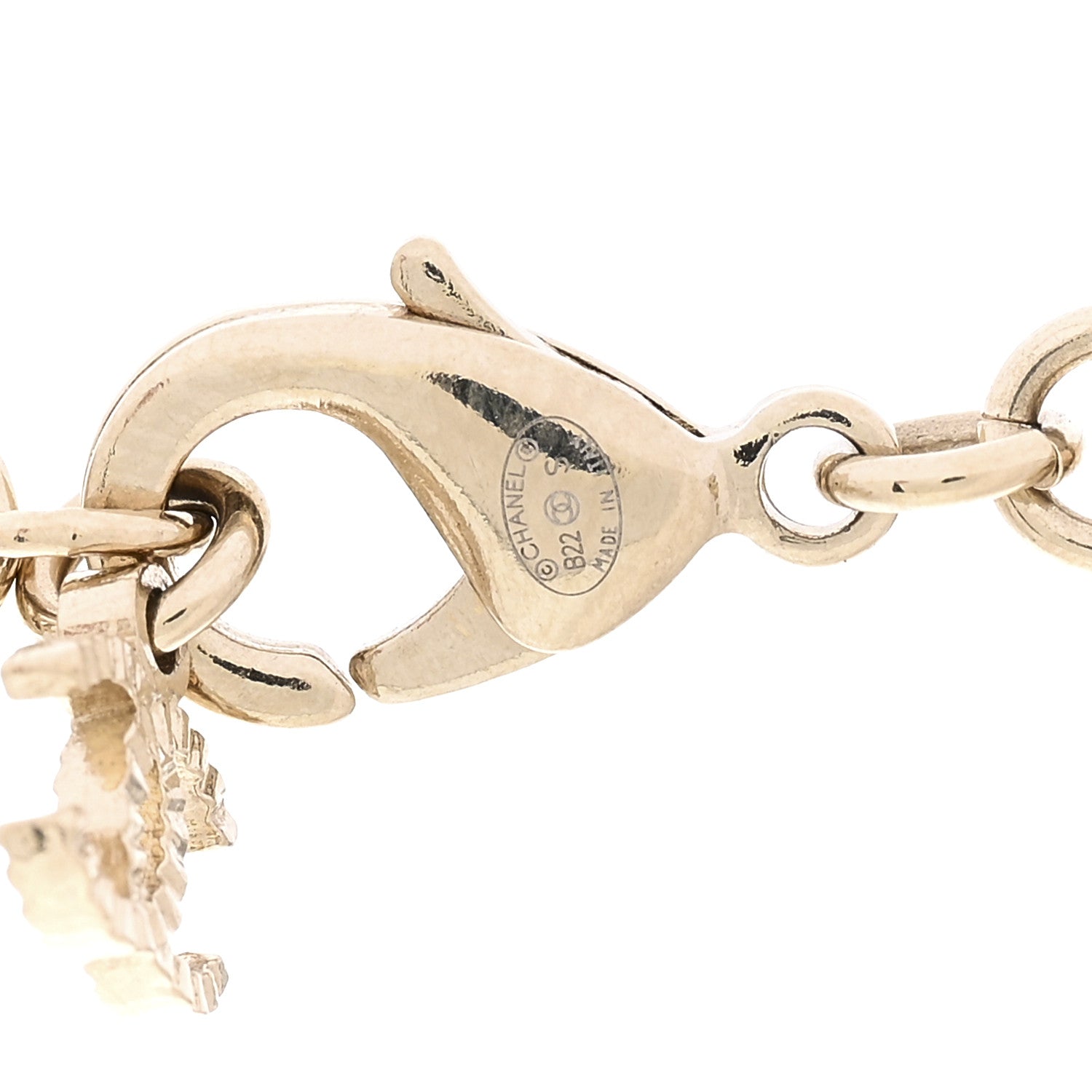 Chanel Metal Lambskin Crystal CC Choker Gold White 4 of 4