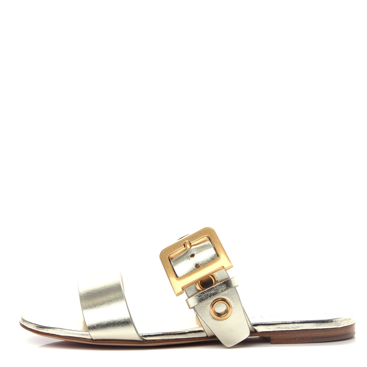 Christian Dior Laminated Calfskin D-Dior Slide Sandals 35.5 Pale Gold 1 of 11