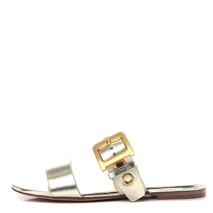Christian Dior Laminated Calfskin D-Dior Slide Sandals 35.5 Pale Gold 1 of 11