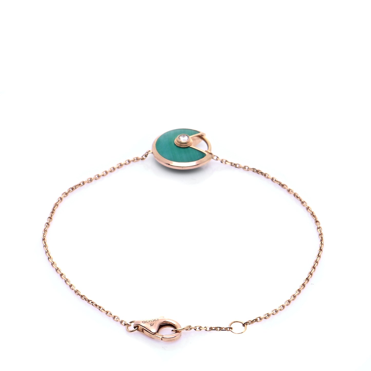 18K Pink Gold Diamond Malachite Amulette de Cartier Bracelet