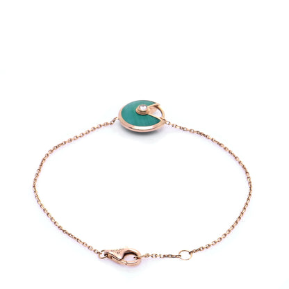 Cartier 18K Pink Gold Diamond Malachite Amulette de Cartier Bracelet 3 of 9