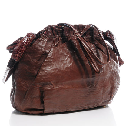 Prada Nappa Antique Python Bow Bag Bruciato 3 of 11