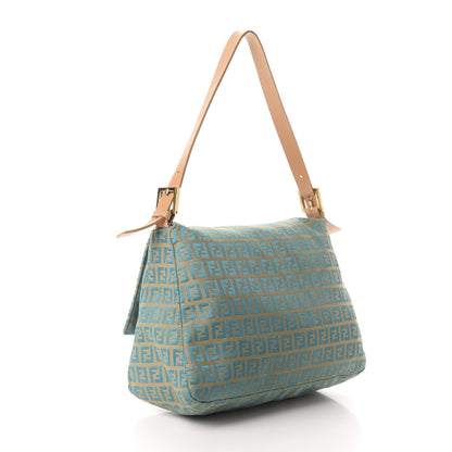 Fendi Zucchino Mama Baguette Turquoise Beige 3 of 18