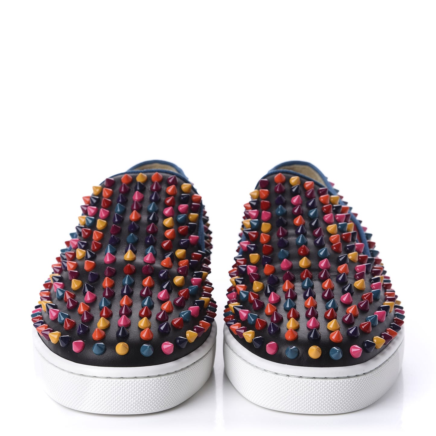 Calfskin Spikes Mens Roller Boat Flat 41 Black Multicolor