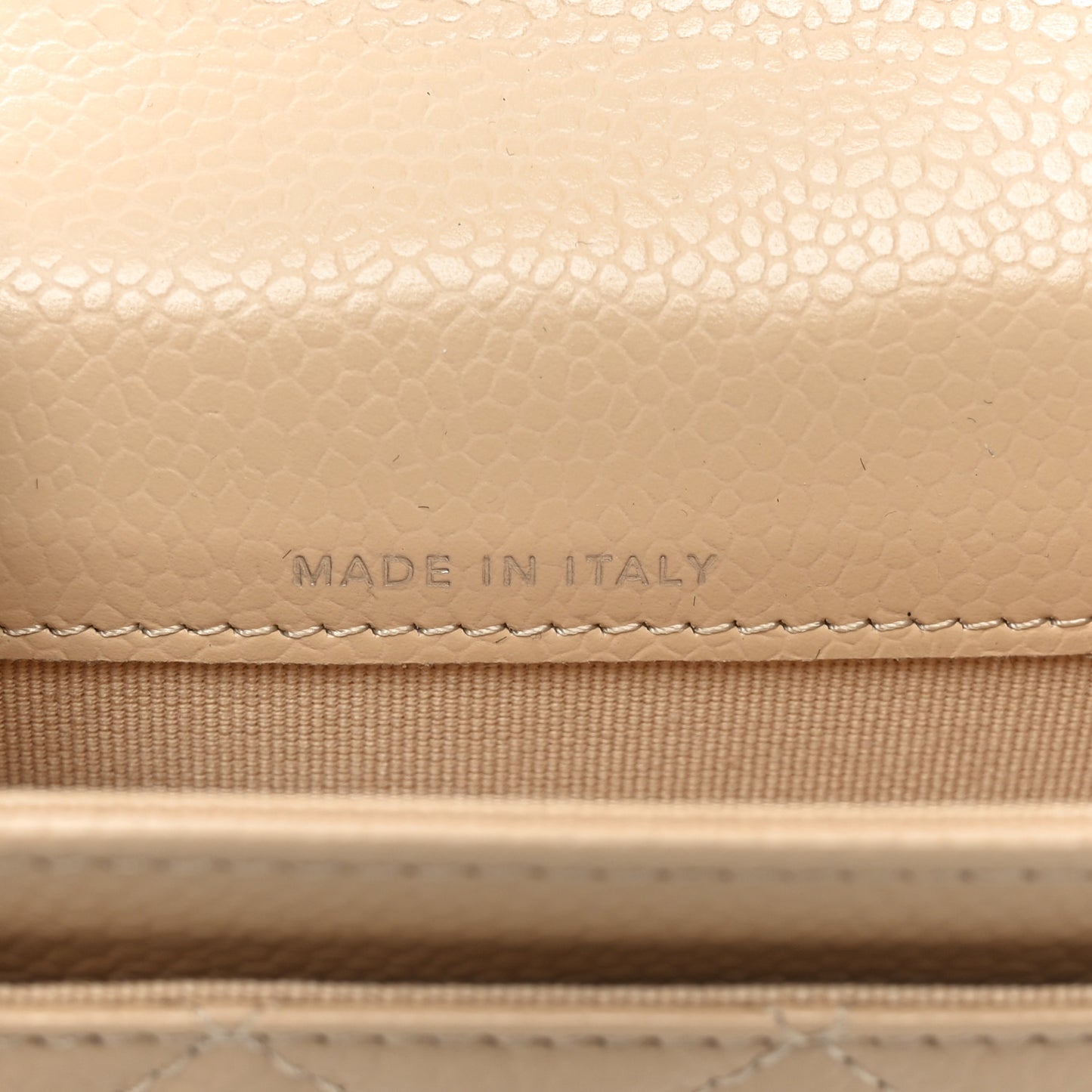 Caviar Quilted Flap Card Holder Wallet Beige