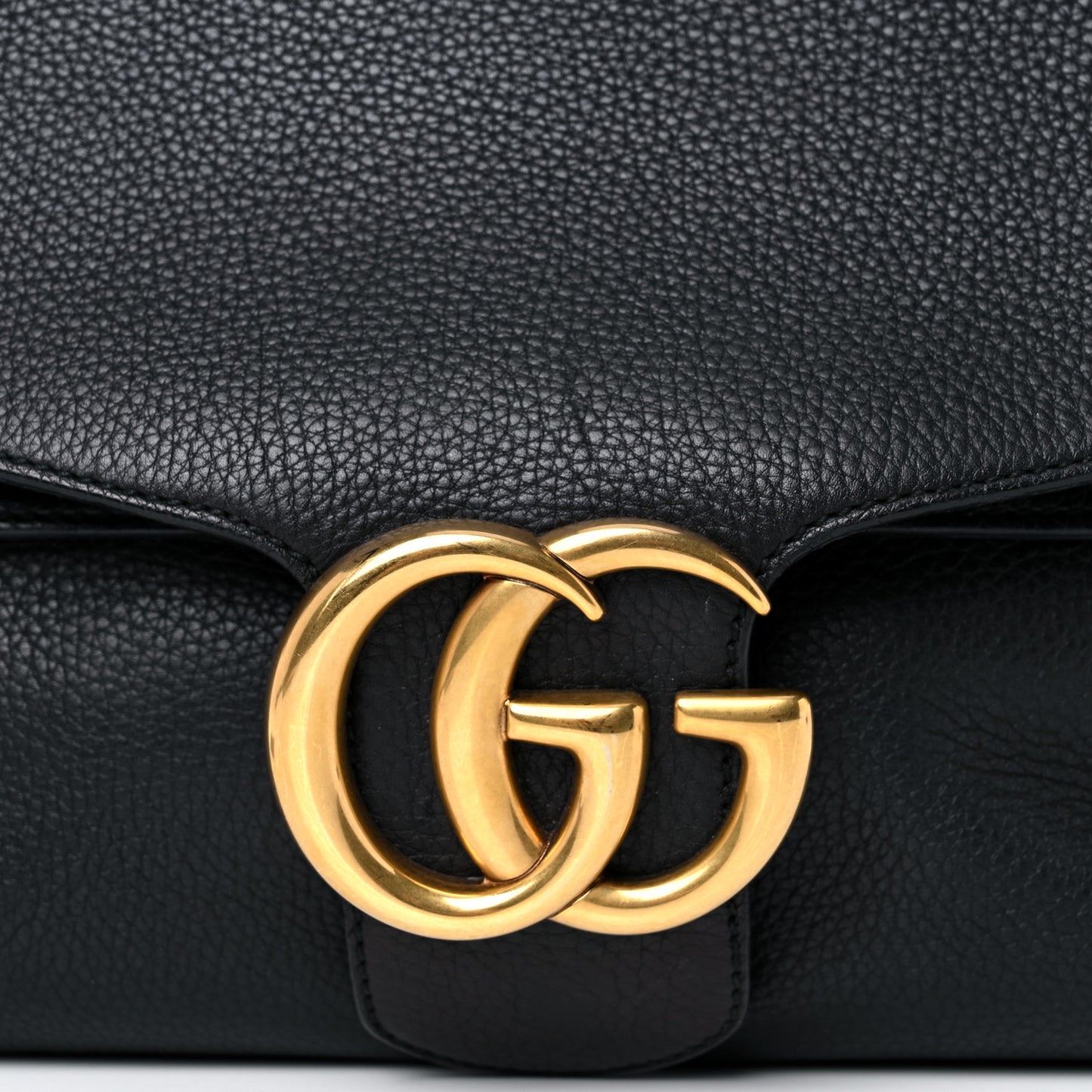 Calfskin Large GG Marmont Shoulder Bag Black