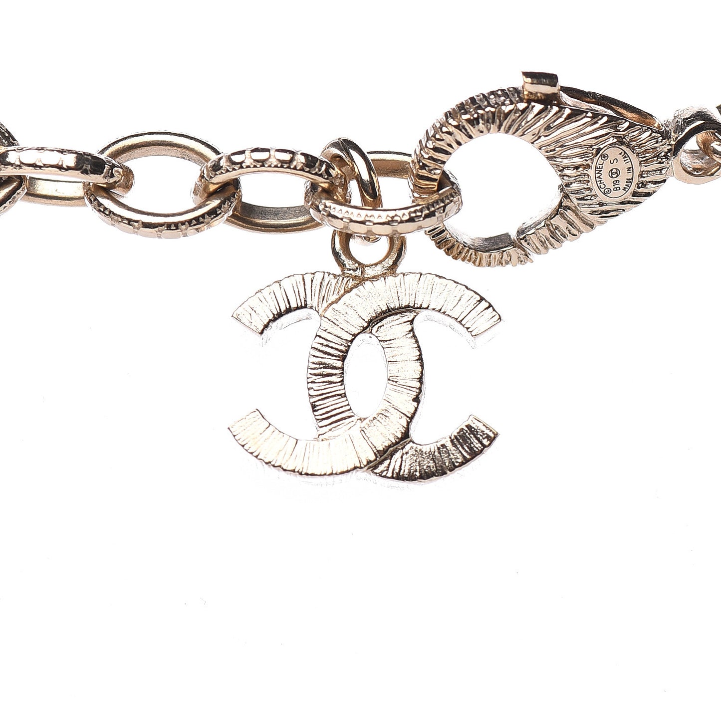 Crystal Baguette Pearl CC Cross Short Necklace Gold