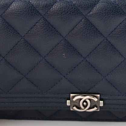 Chanel Caviar Quilted Boy Wallet On Chain WOC Navy 15 of 15