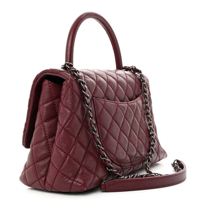 Chanel Caviar Quilted Small Coco Handle Flap Burgundy 3 of 12