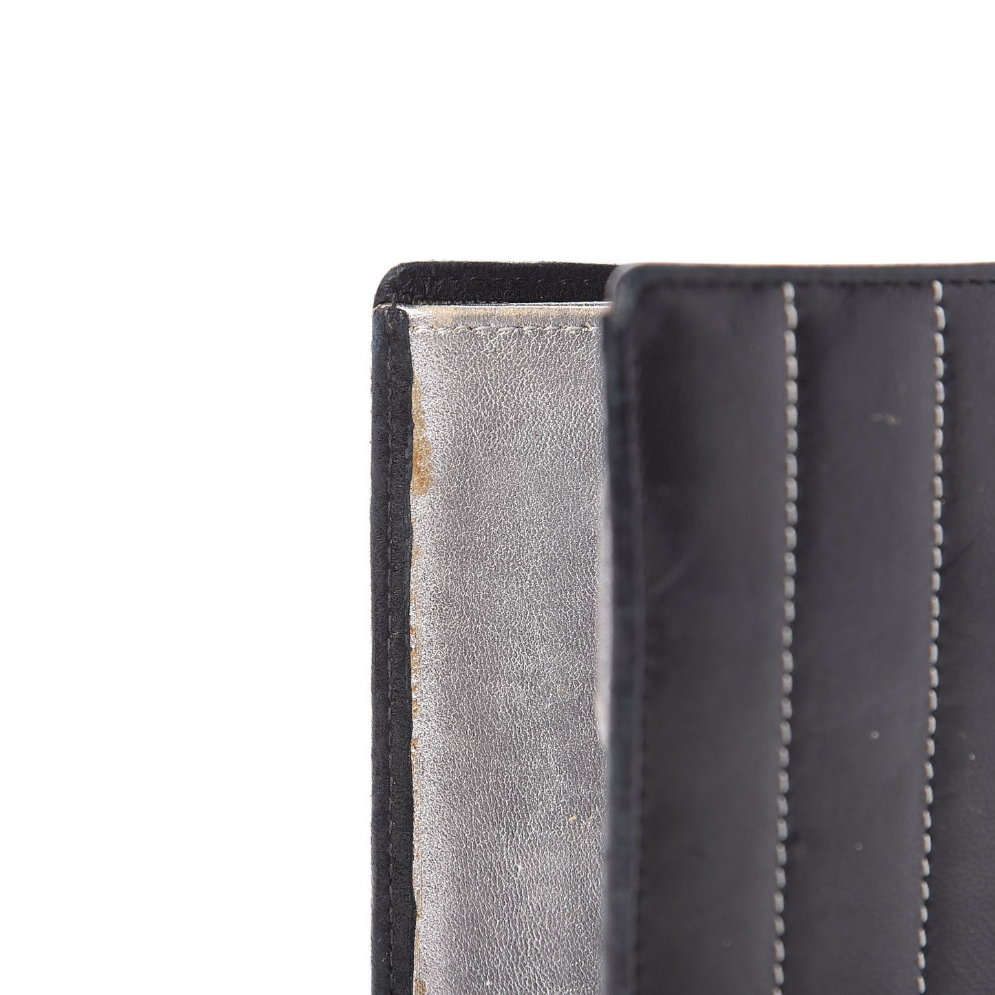 Lambskin Vertical Quilted Mademoiselle Bi-Fold Wallet Black