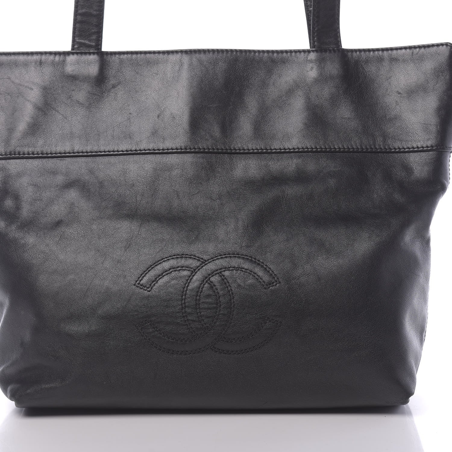 Chanel Lambskin CC Stitched Tote Black 8 of 16
