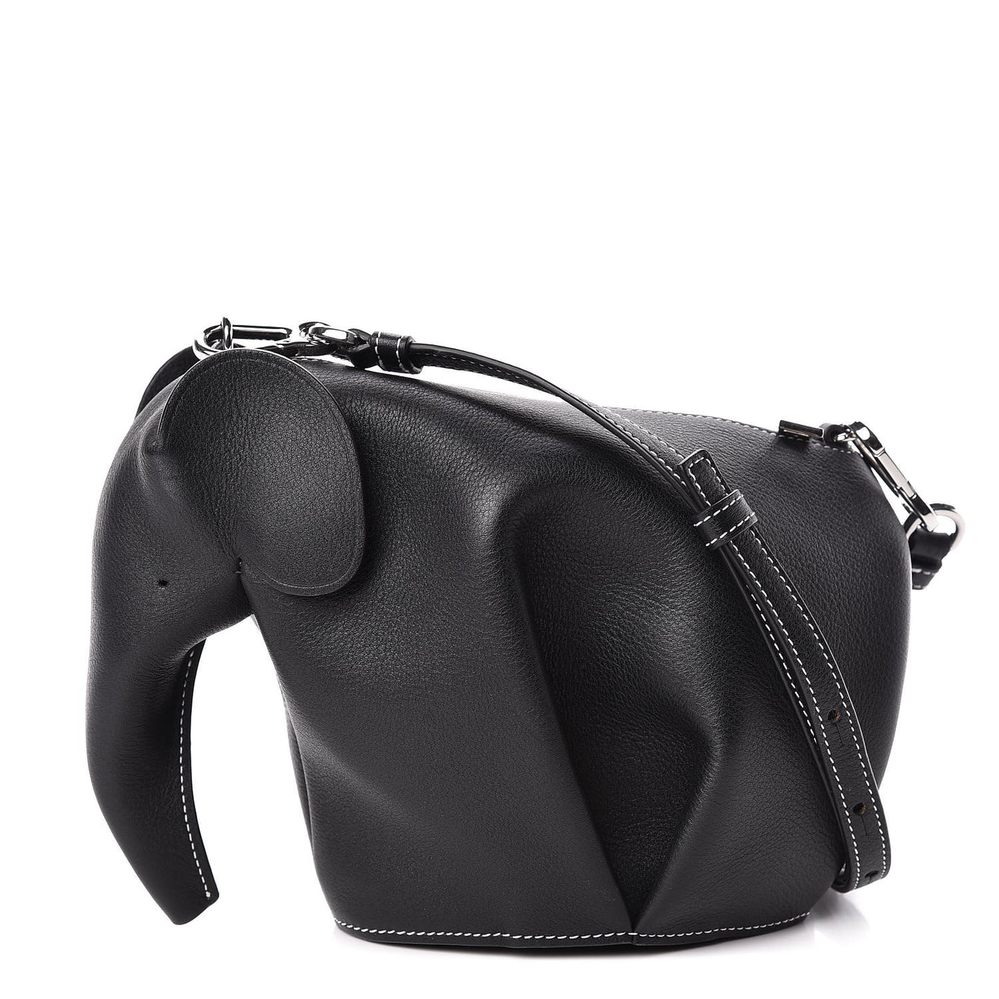 Calfskin Mini Elephant Crossbody Bag Black