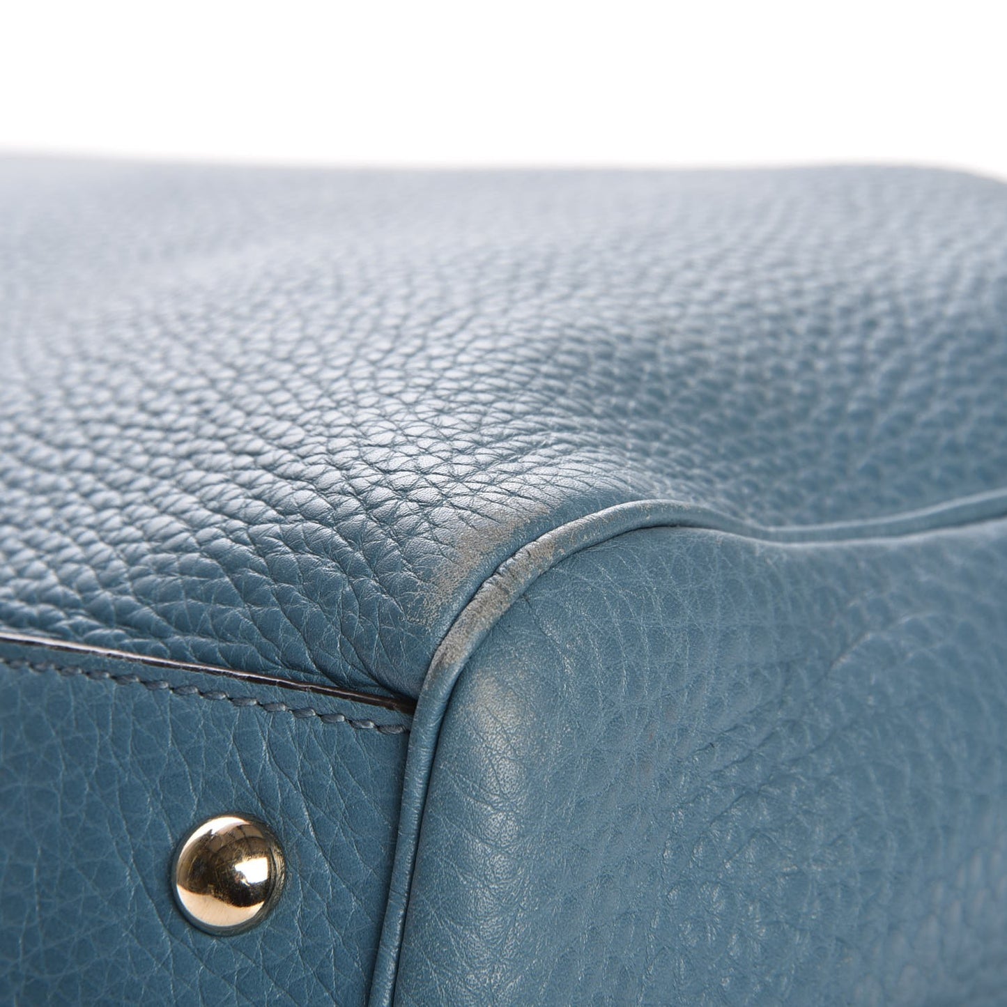 Pebbled Calfskin Large Bamboo Shopper Tote Light Blue
