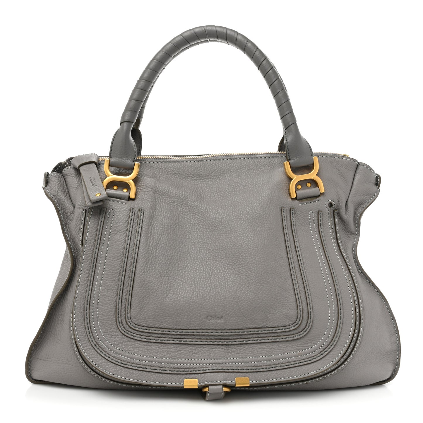 Calfskin Large Marcie Satchel Cashmere Grey