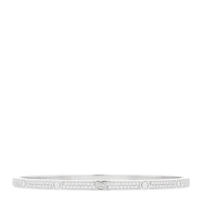 Cartier 18K White Gold Diamond Small LOVE Paved Bracelet 19 2 of 3