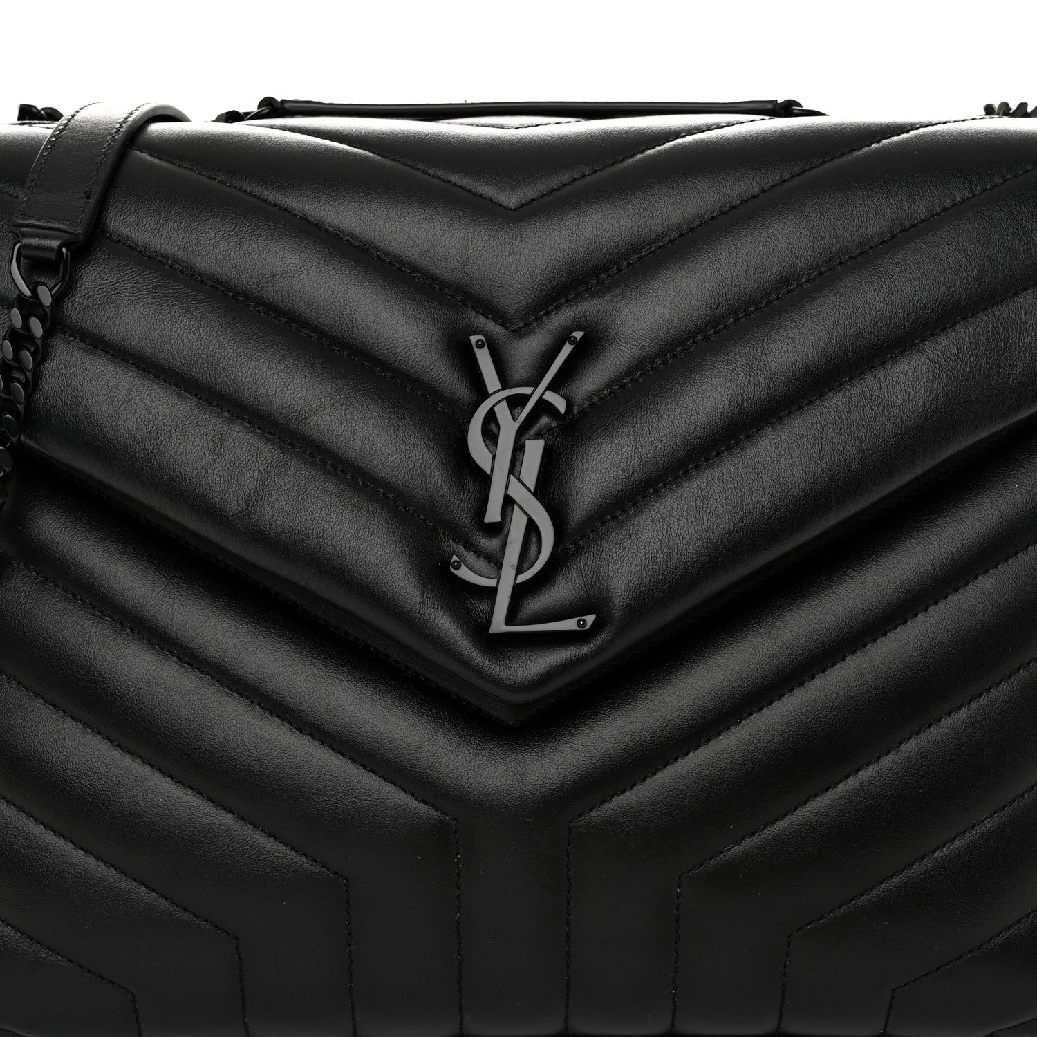 Saint Laurent Calfskin Y Quilted Monogram Monochrome Medium Loulou Chain Satchel Black 8 of 10